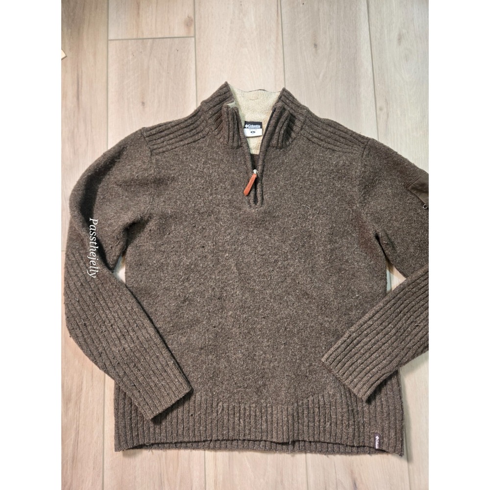 Columbia Wool 1/4 Zip Sweater Mens Medium Hiking Gorpcore